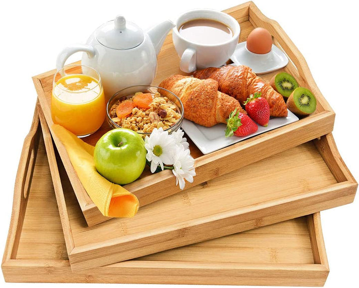 Bamboo Serving Trays with Handles