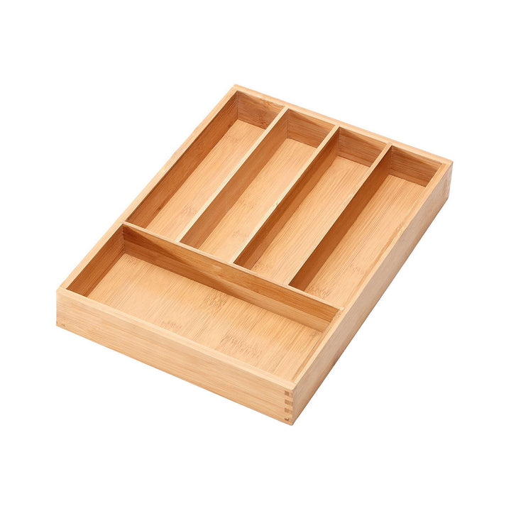 Bamboo Cutlery Tray Kitchen Organizer Dividers with 5 Compartment