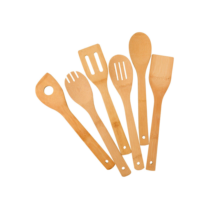 Kitchen Cooking Utensils Set, 6 Pcs Bamboo Wooden Spoons & Spatula Kitchen Cooking Tools