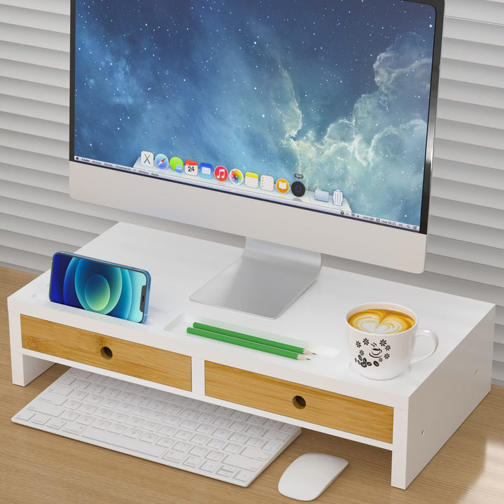 Monitor Stand Riser Desk Organizer - Computer Stand with Storage Drawers
