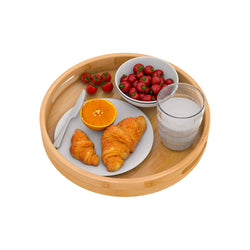 Round Bamboo Serving Tray with Handles
